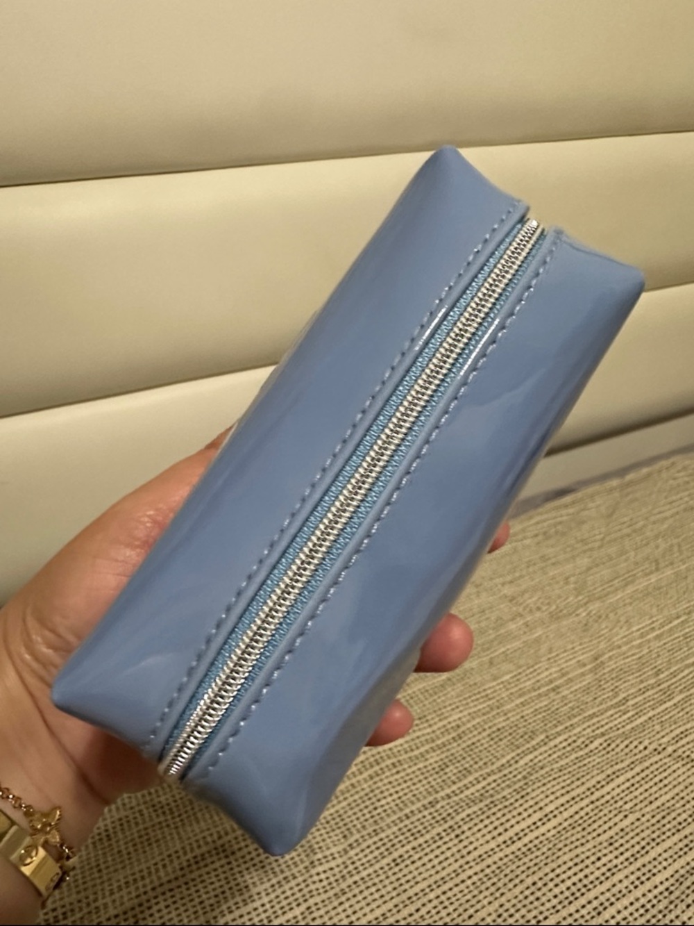 Dior Novelty Glossy Periwinkle Blue Cosmetic Pouch - Picture 6 of 7